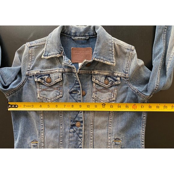VTG Abercrombie & Fitch‎ Slim Fit Denim Jacket Women Small Med Wash Button Up - Picture 13 of 16